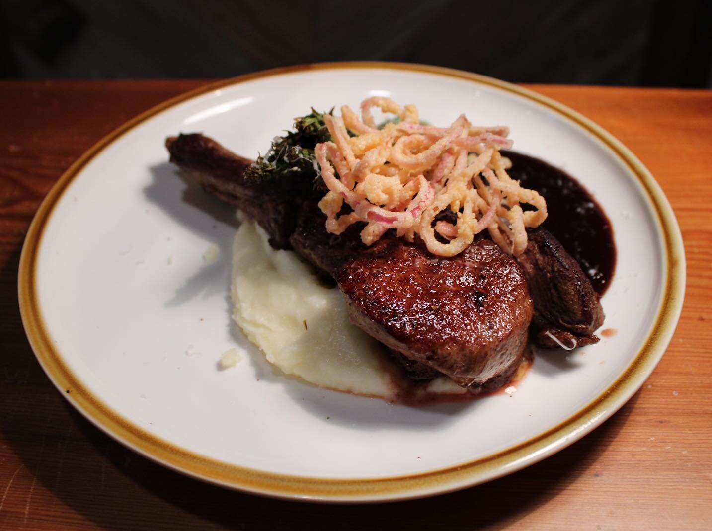 The Cut of the day is back! Join us tonight and try the Veal Chop with mashed potatoes, asparagus, and Demi-glac&eacute;!