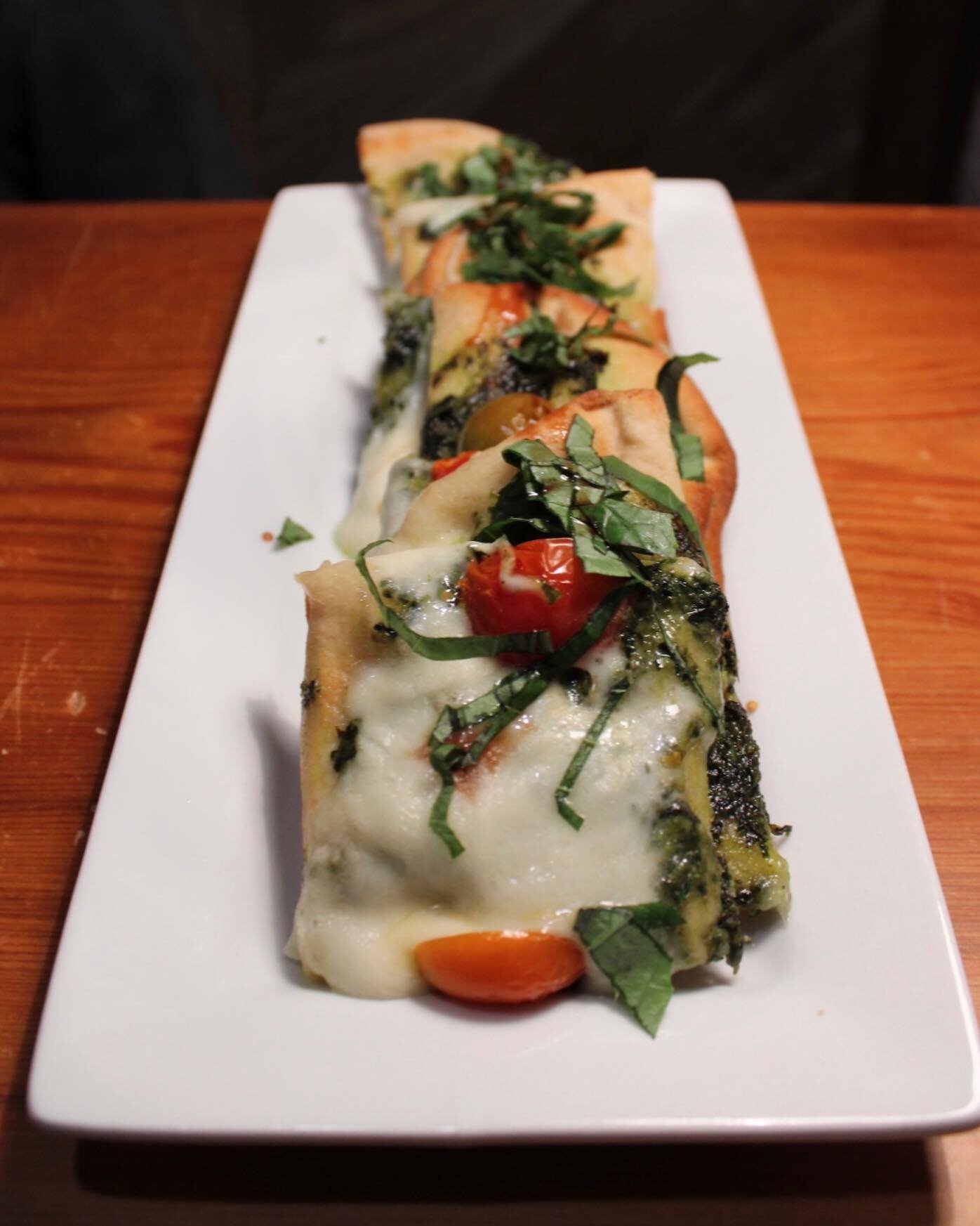 Join us for dinner and try this small plate, the Caprese Flatbread!